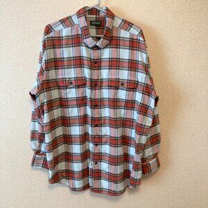 Orvis Fairbanks Men's Flannel Red and Gray Plaid Shirt Size XXL